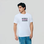 Men Slim World Without Strangers Print Tee
