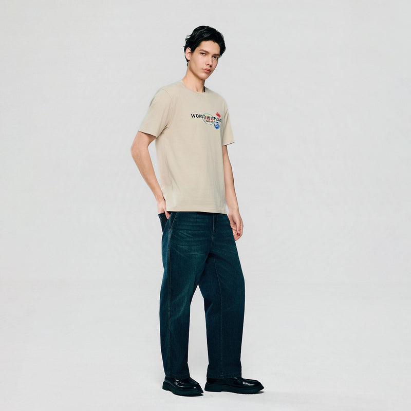 Men Slim World Without Strangers Print Tee