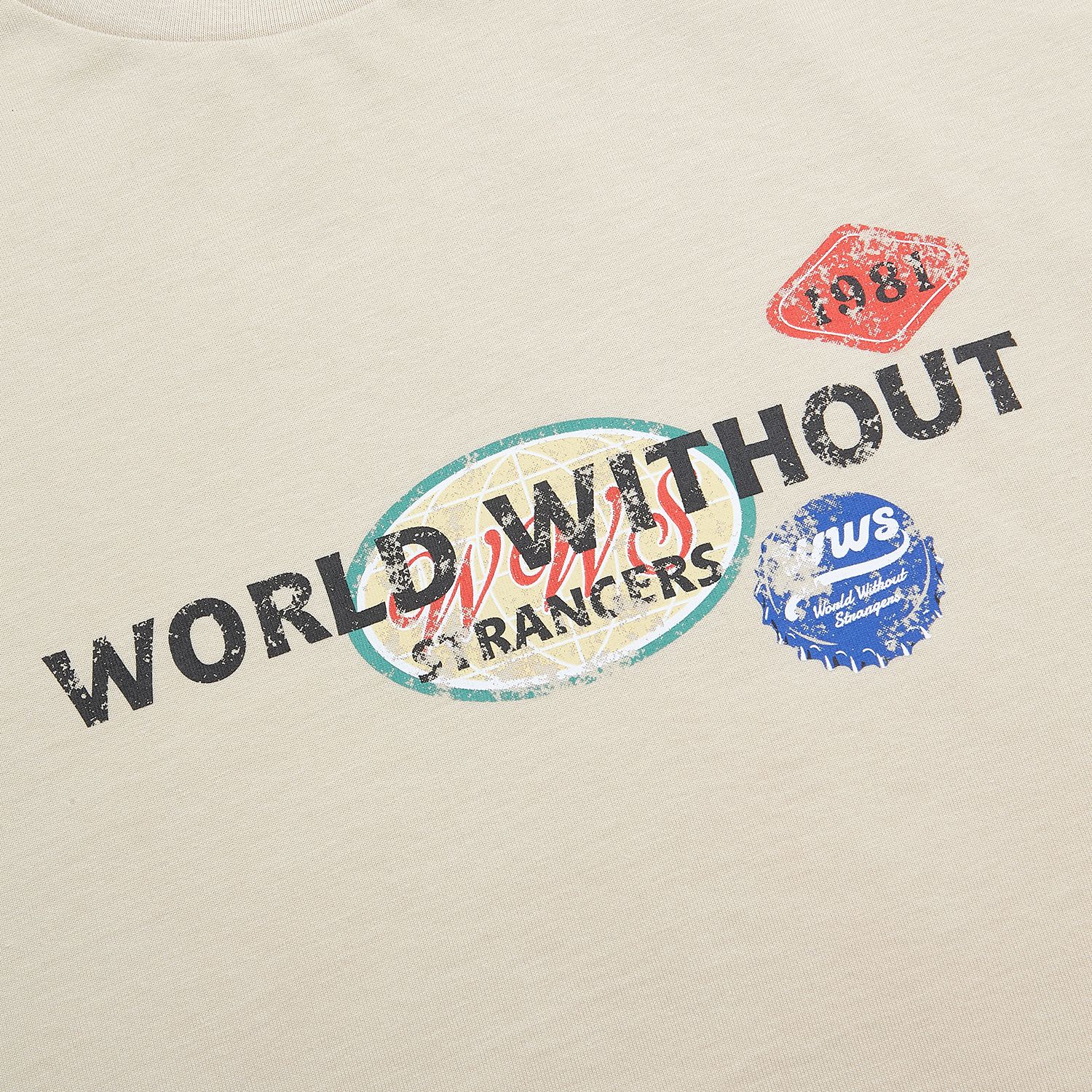Men Slim World Without Strangers Print Tee
