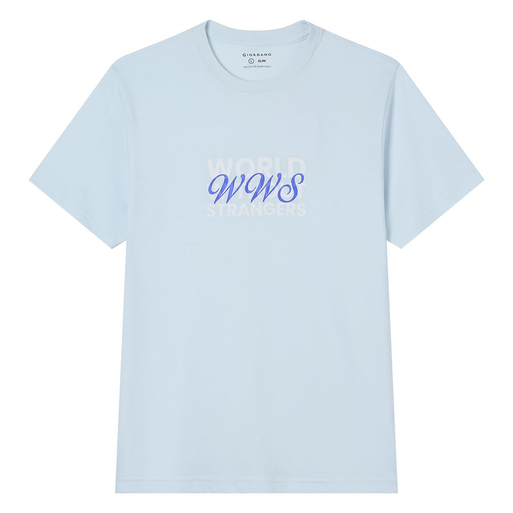 Men Slim World Without Strangers Print Tee