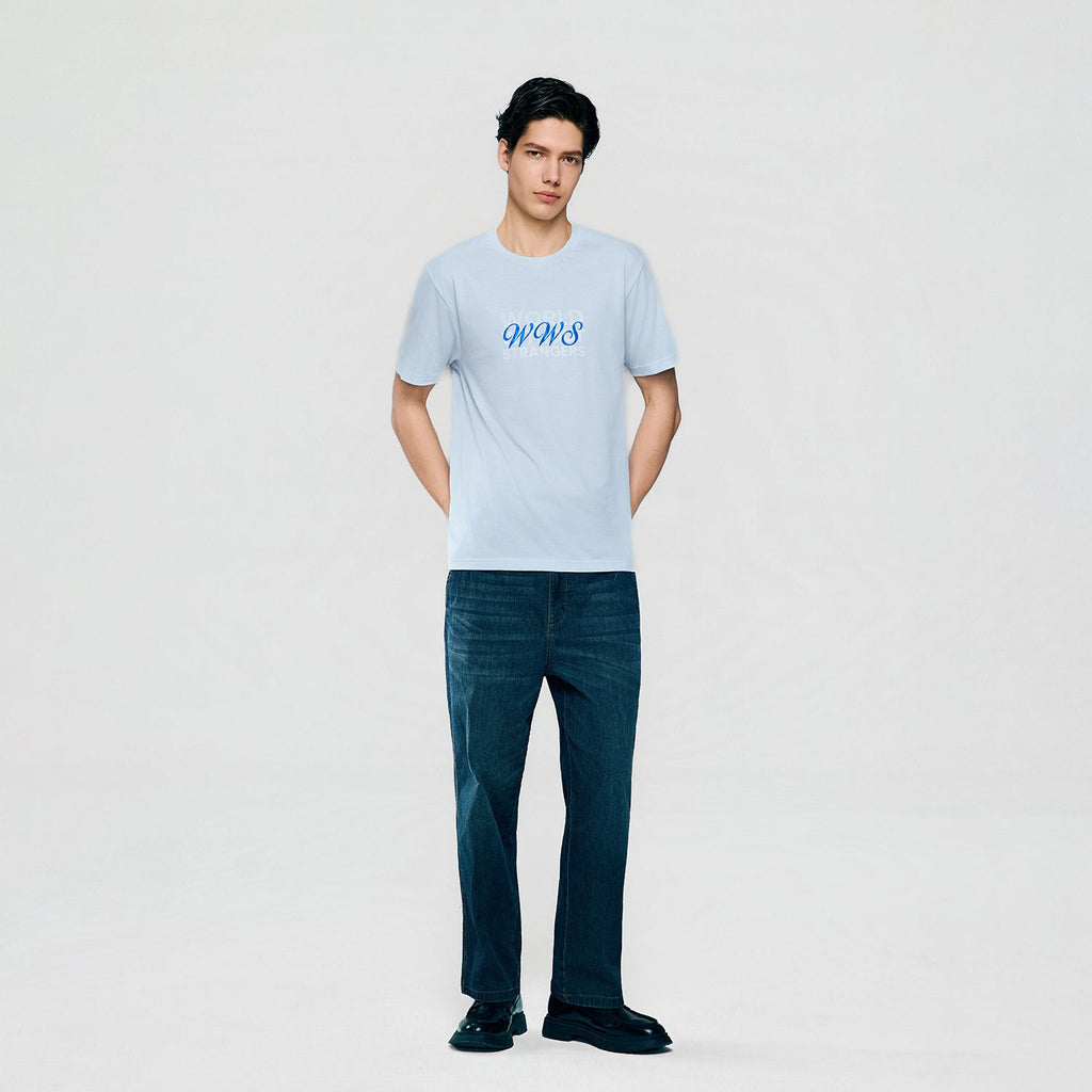 Men Slim World Without Strangers Print Tee