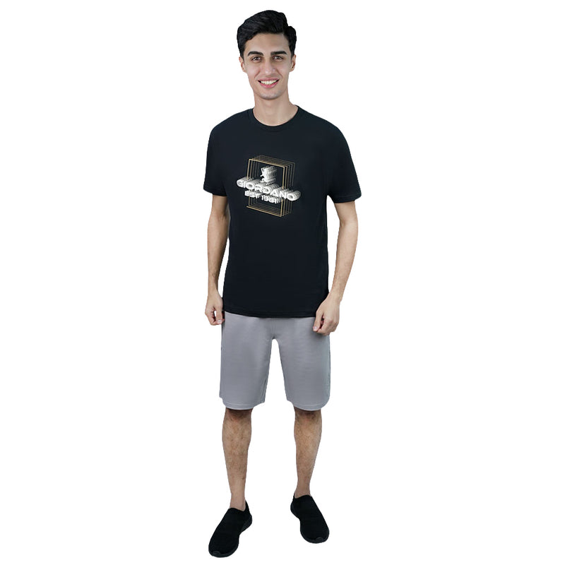 Men Slim Heritage Branding Cotton Print Tee