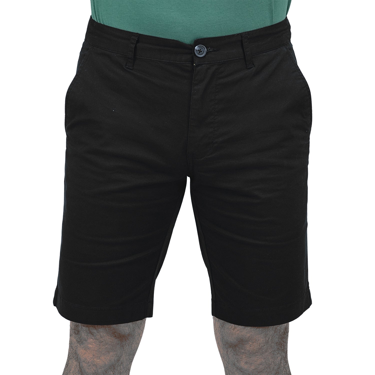 Giordano Men's Cotton Elastane Twill Low Rise Slim Fit Bermuda Shorts-Black