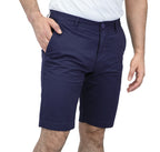Giordano Men's Cotton Elastane Twill Low Rise Slim Fit Bermuda Shorts-Blue