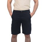 Giordano Men’S Twill Mid Rise Elastic Waist Bermuda Shorts-Black