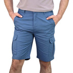 Giordano Men's Twill Mid Rise Elastic Waist Bermuda Shorts-Blue