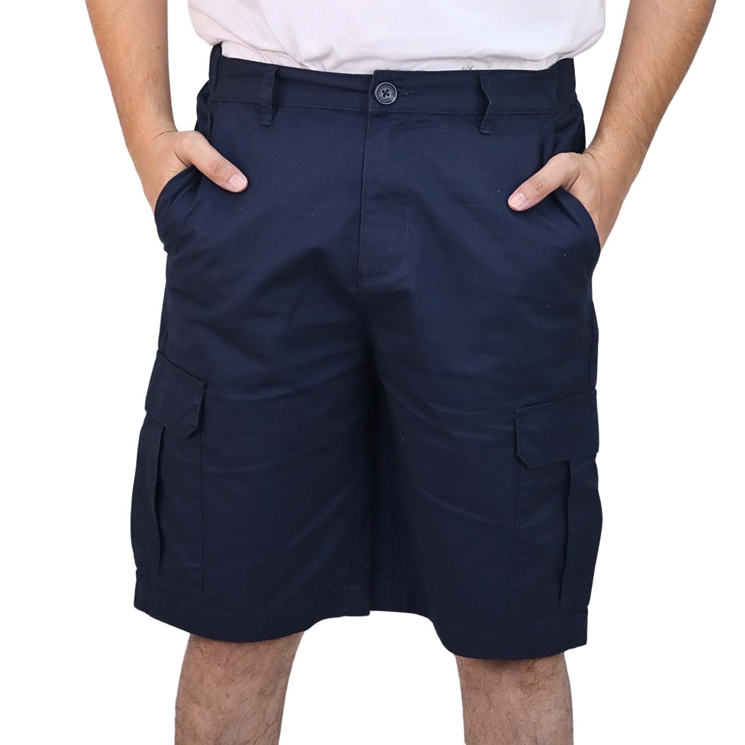 Giordano Men’S Twill Mid Rise Elastic Waist Bermuda Shorts-Blue