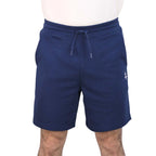 Giordano Men’S French Terry Mid Rise Relaxed Fit Classic Logo Print Shorts-Blue