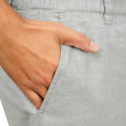 Men's Linen Cotton Bermuda Shorts: Slim Fit, Elastic Waist