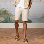Giordano Men's Linen Cotton Bermuda Shorts: Slim Fit, Elastic Waist-Brown