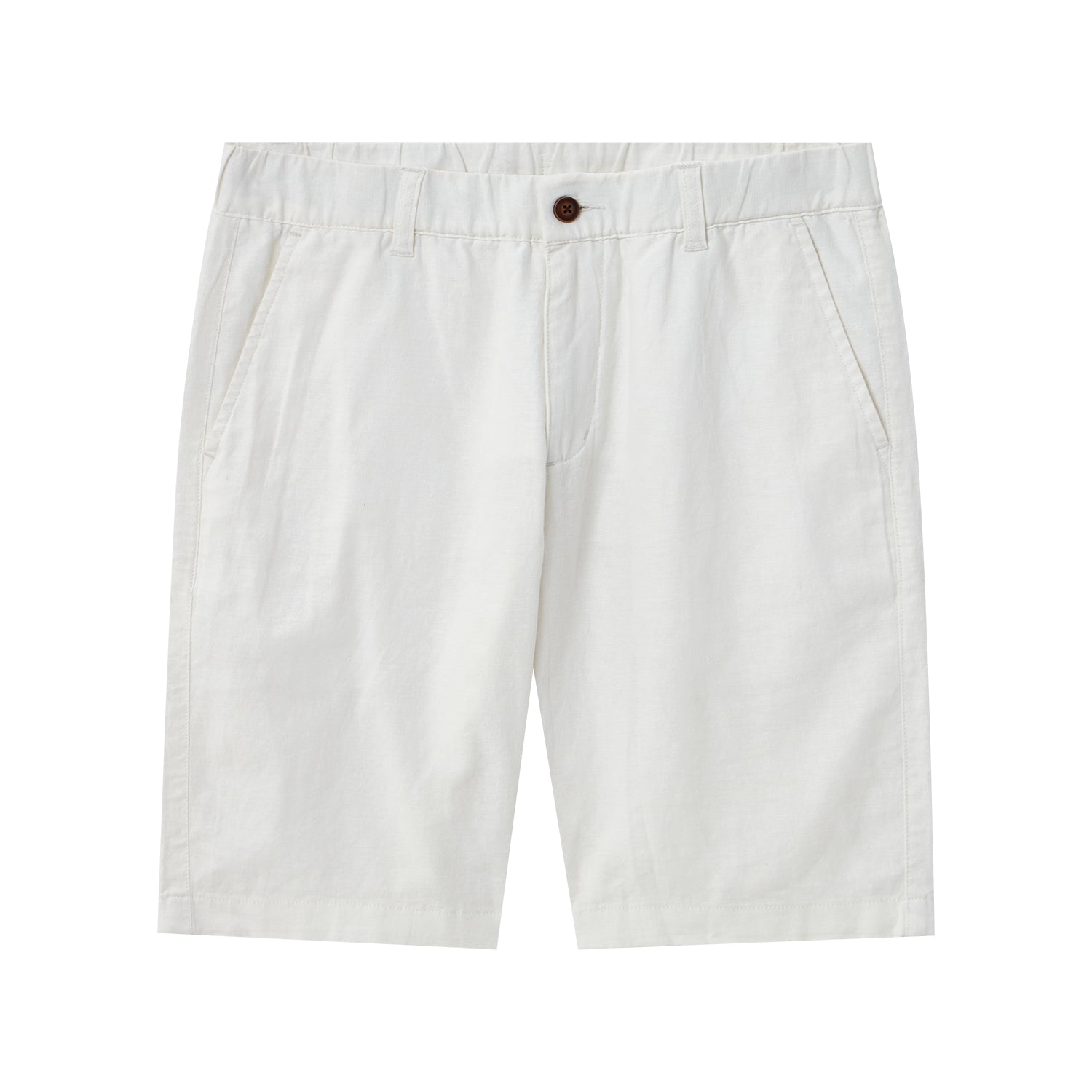 Giordano Men's Linen Cotton Bermuda Shorts: Slim Fit, Elastic Waist-White