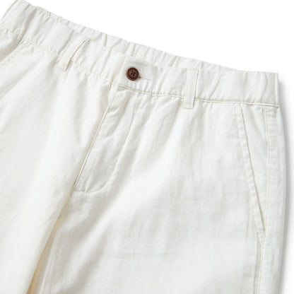 Men's Linen Cotton Bermuda Shorts: Slim Fit, Elastic Waist
