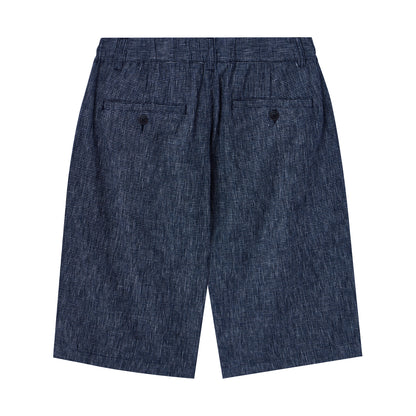 Men's Linen Cotton Bermuda Shorts: Slim Fit, Elastic Waist