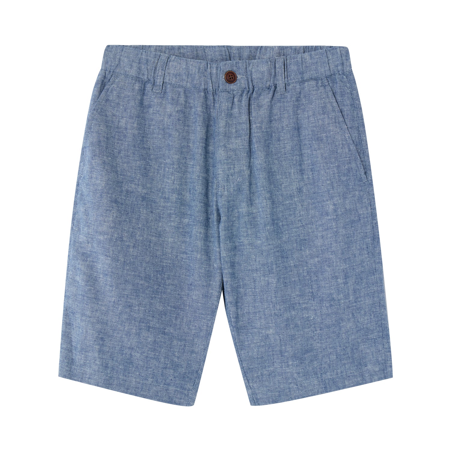 Giordano Men's Linen Cotton Bermuda Shorts: Slim Fit, Elastic Waist-Multicolor