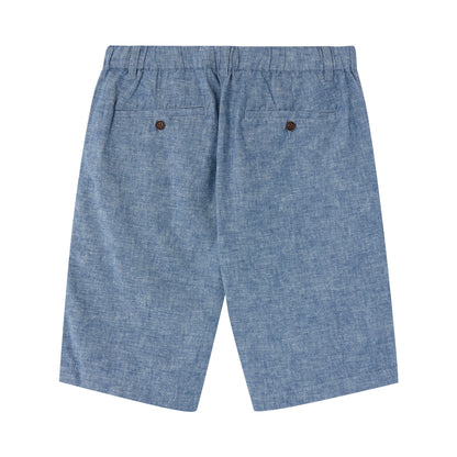 Men's Linen Cotton Bermuda Shorts: Slim Fit, Elastic Waist