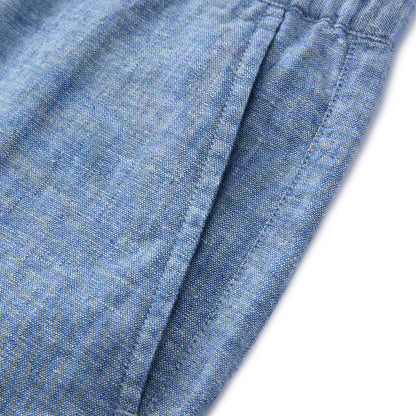 Men's Linen Cotton Bermuda Shorts: Slim Fit, Elastic Waist