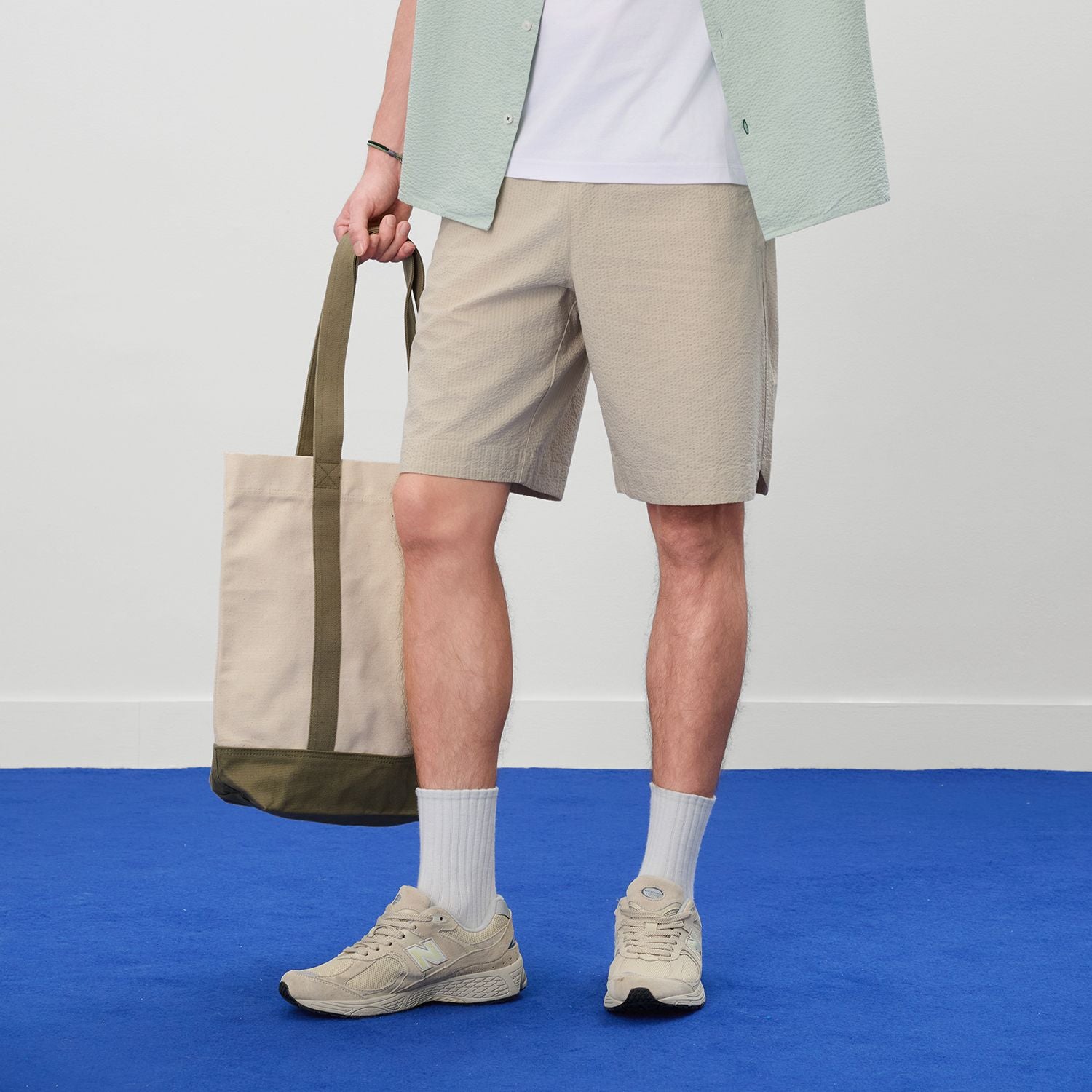 Men Relaxed Cotton Seersucker Shorts