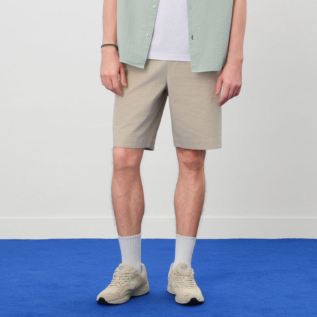 Men Relaxed Cotton Seersucker Shorts