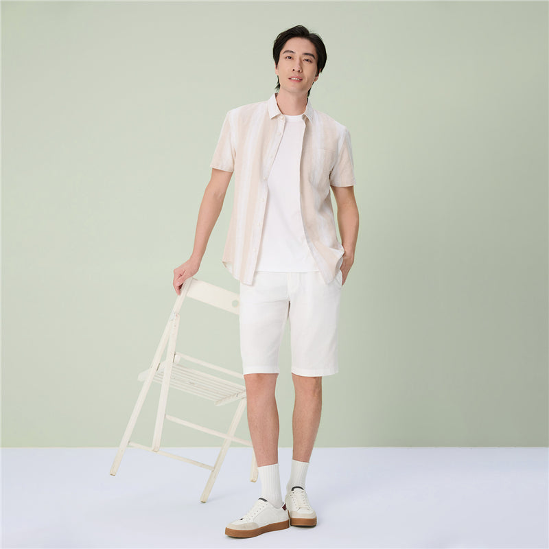 Men's Slim Linen Cotton Bermuda Shorts