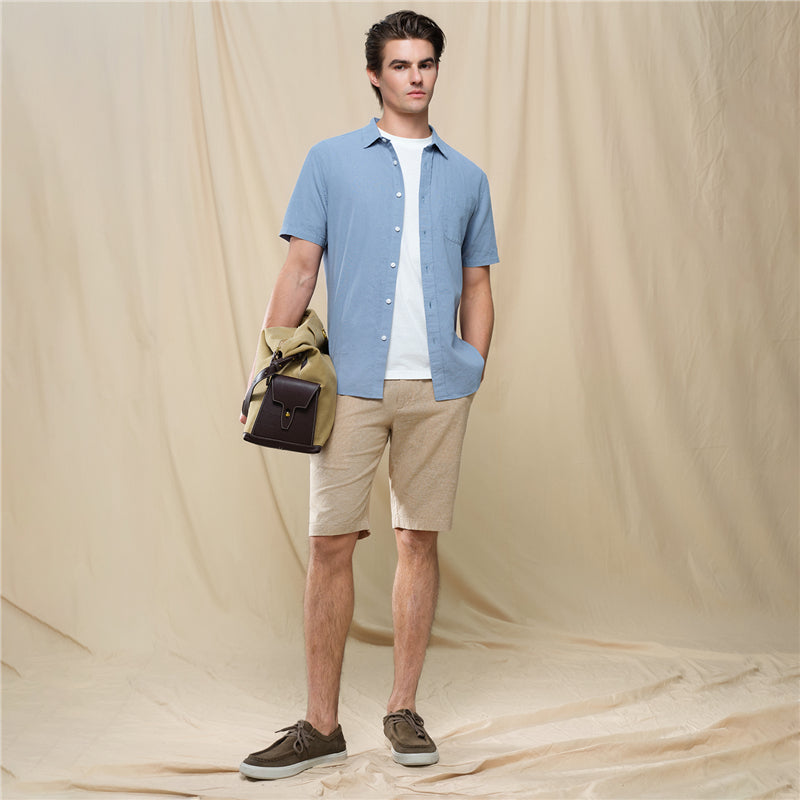 Men's Slim Linen Cotton Bermuda Shorts