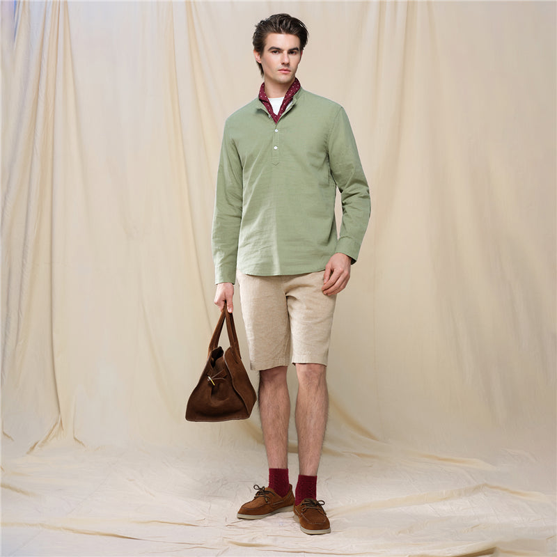Men's Slim Linen Cotton Bermuda Shorts