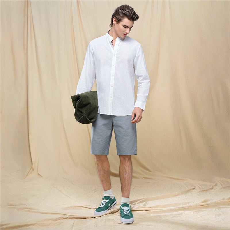Men's Slim Linen Cotton Bermuda Shorts