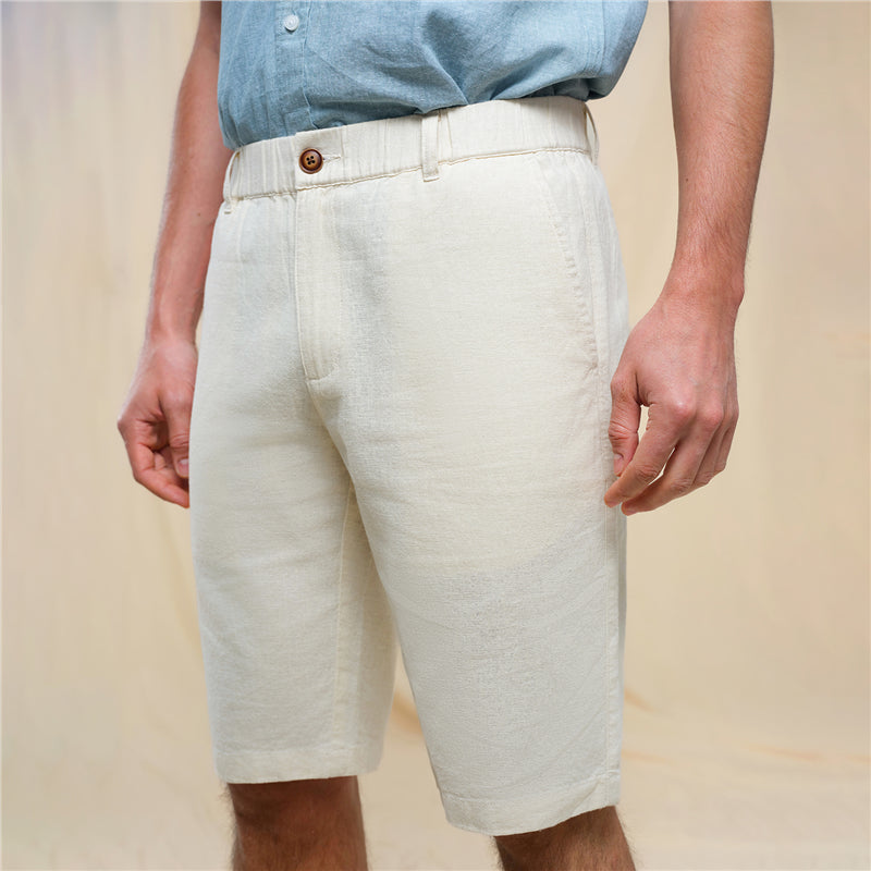 Men's Slim Linen Cotton Bermuda Shorts