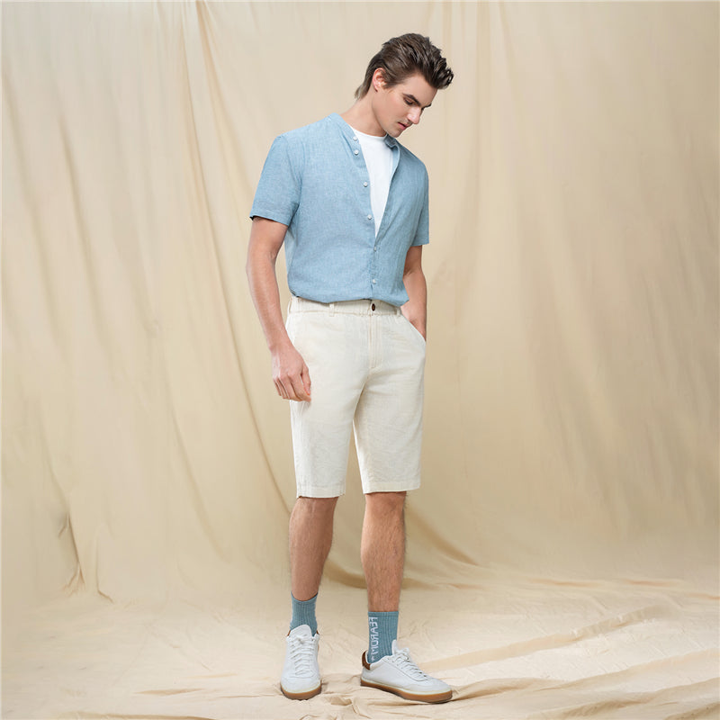 Men's Slim Linen Cotton Bermuda Shorts