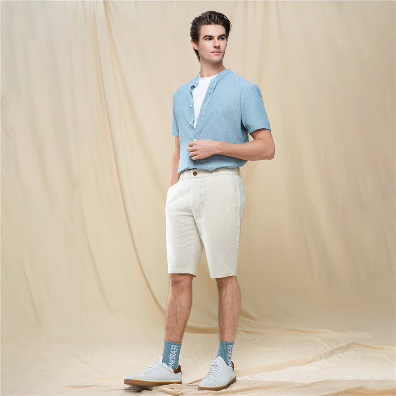 Men's Slim Linen Cotton Bermuda Shorts