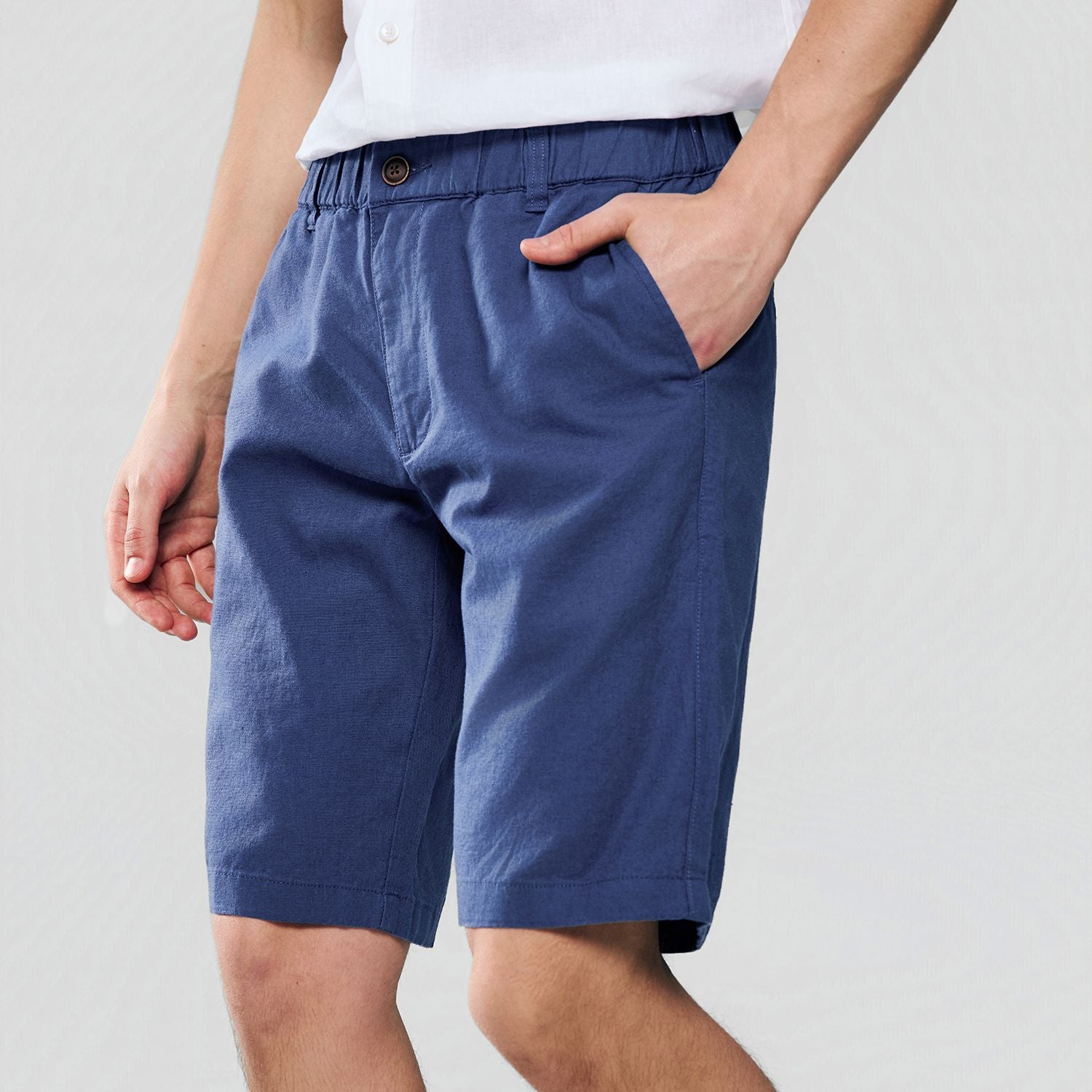 Men's Slim Linen Cotton Bermuda Shorts