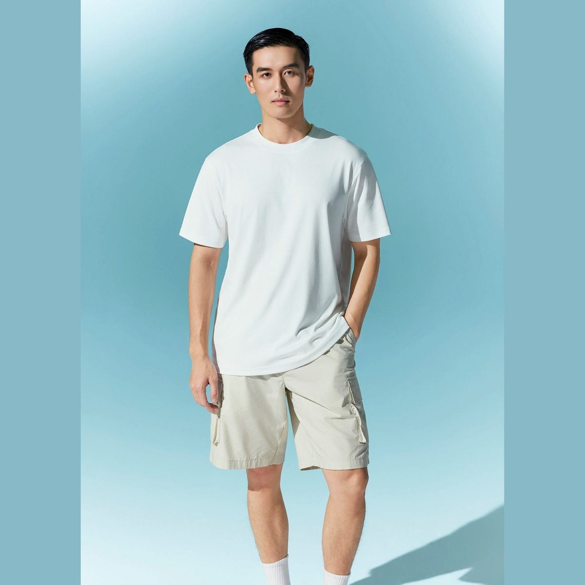 Men Relaxed Cotton Poplin Bermuda Shorts
