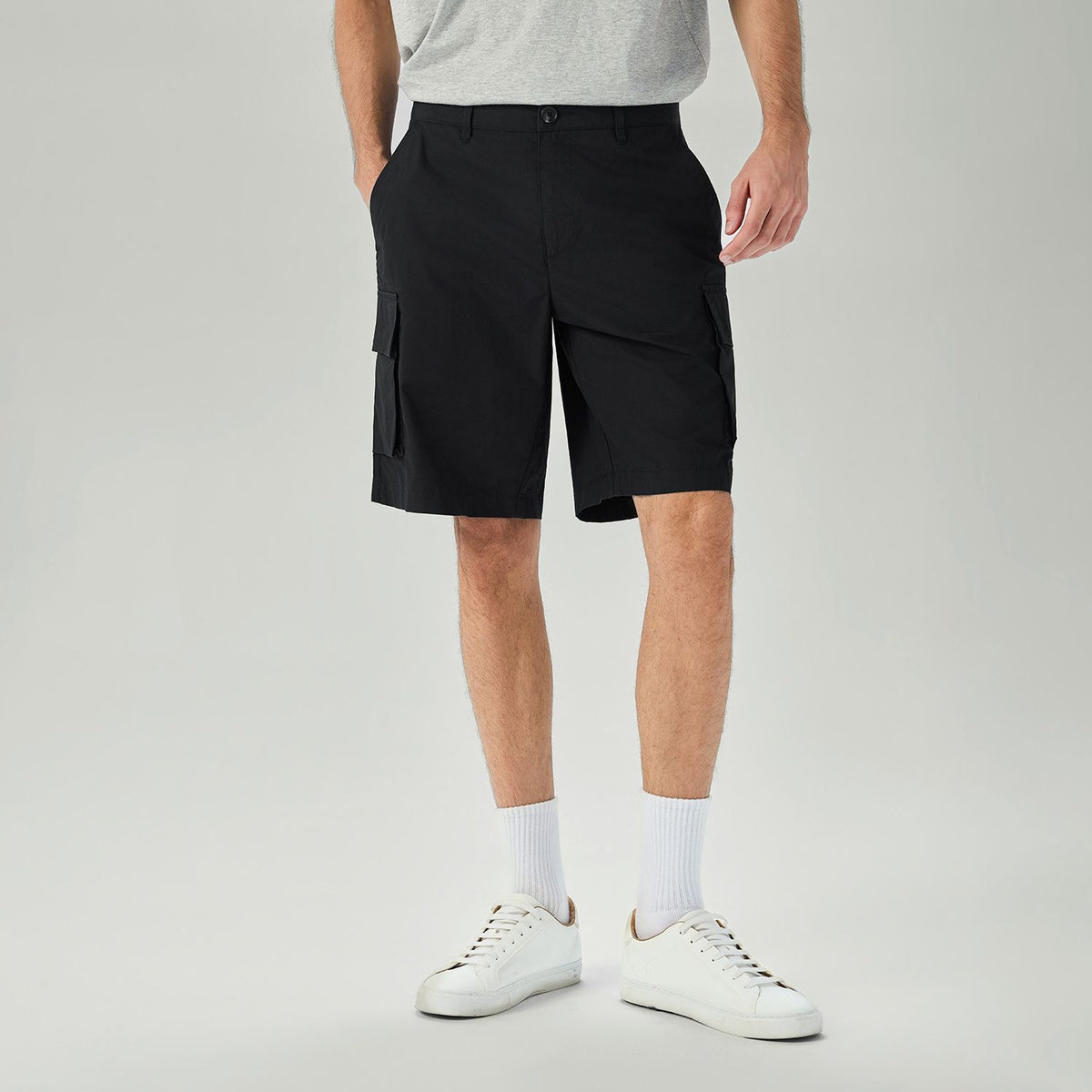Men Relaxed Cotton Poplin Bermuda Shorts