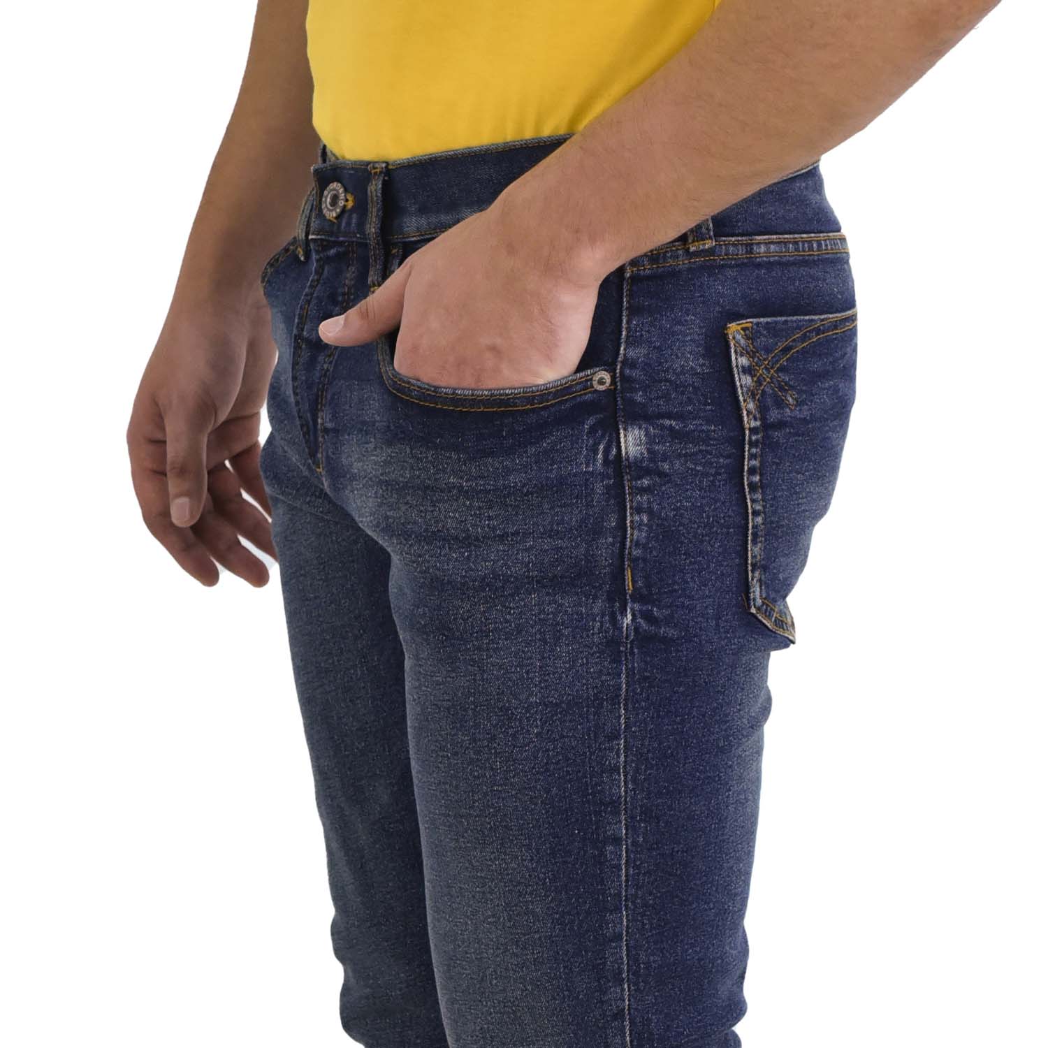 Men's Slim Tapered Jeans: Low Rise, Denim Stretch