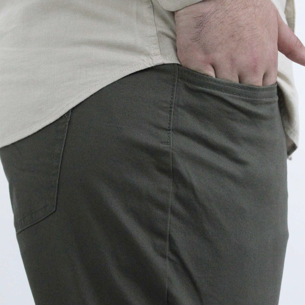 بنطلون كاكي رجالي مطاطي من قماش التويل