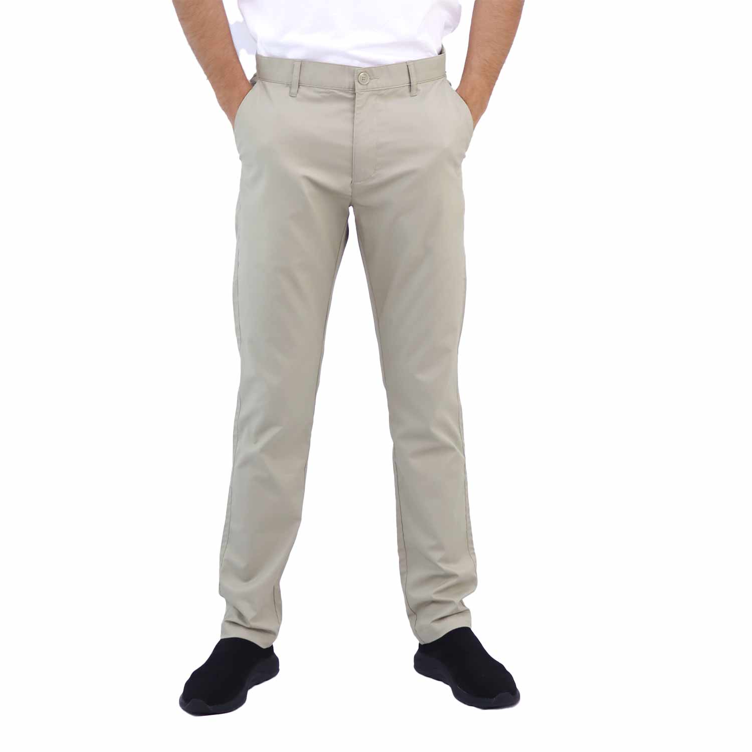 Giordano Men's Mid-Rise Twill Pants (180° Waistband)-Brown