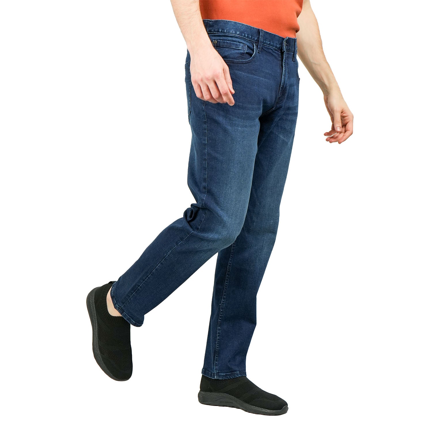 Giordano Men's Cotton Spandex Denim Low Rise Skinny Fit Tapered Jeans-Blue