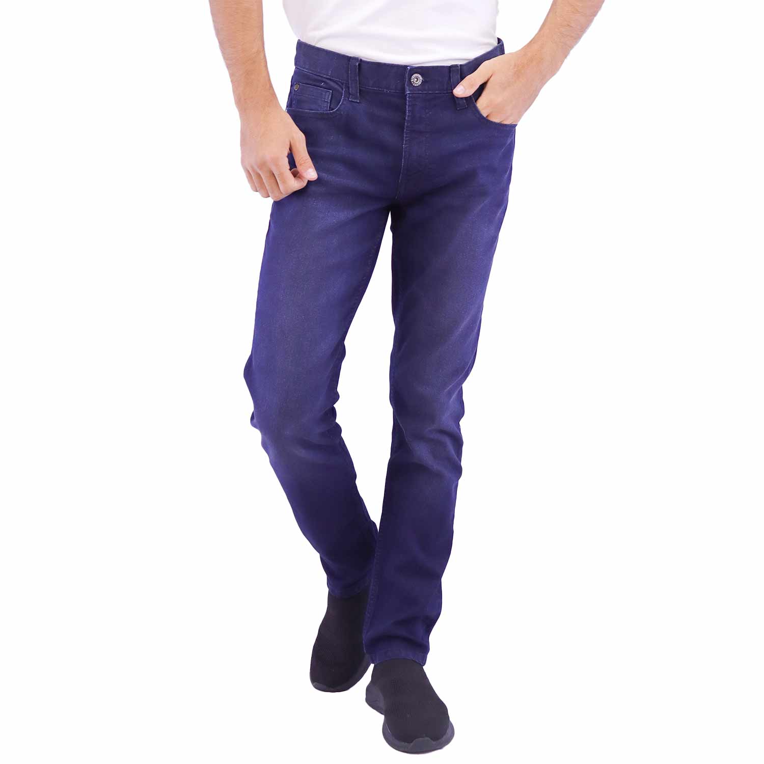 Giordano Men's Cotton Spandex Denim Low Rise Skinny Tapered Fit Jeans-Blue