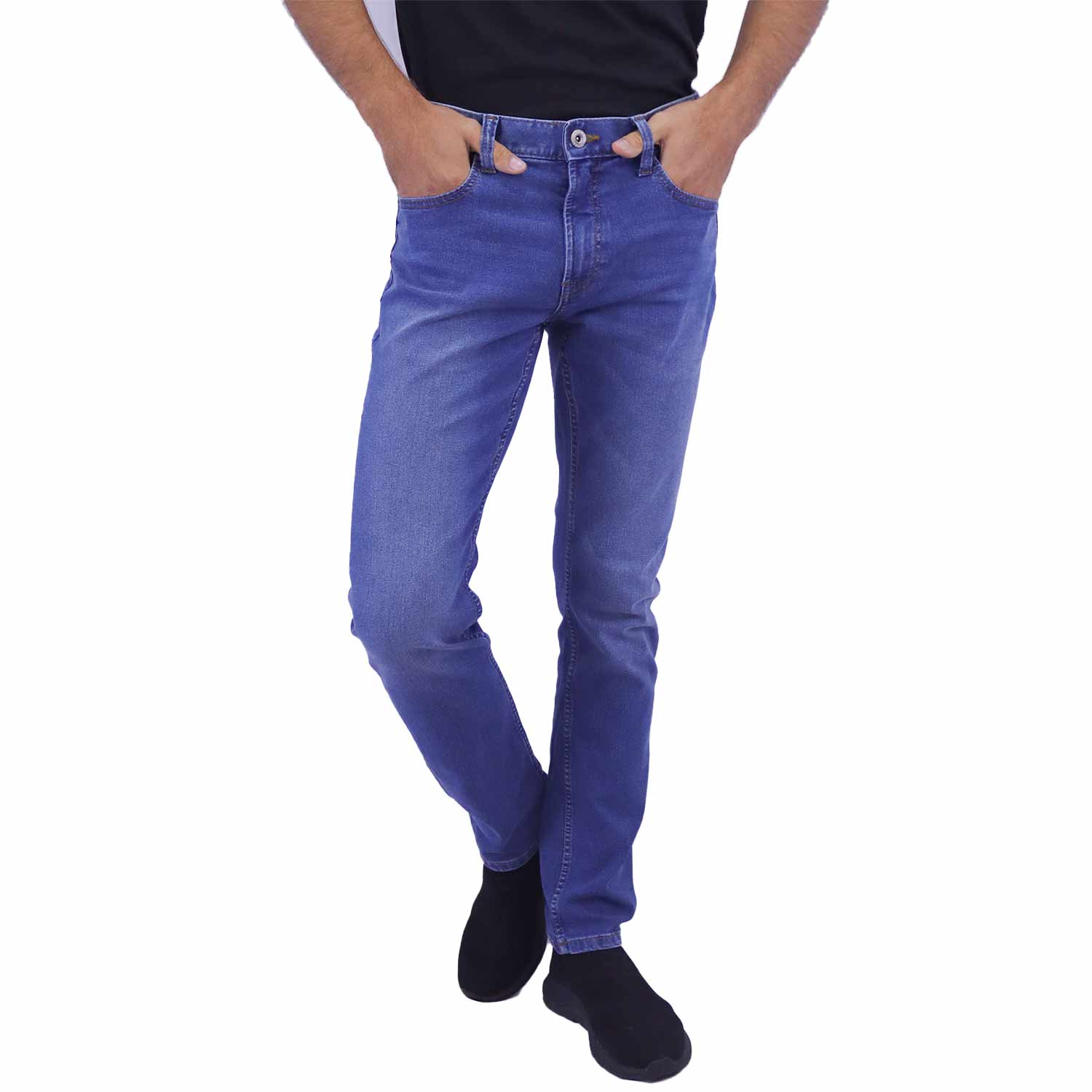 Giordano Men's Cotton Spandex Denim Low Rise Skinny Tapered Fit Jeans-Blue
