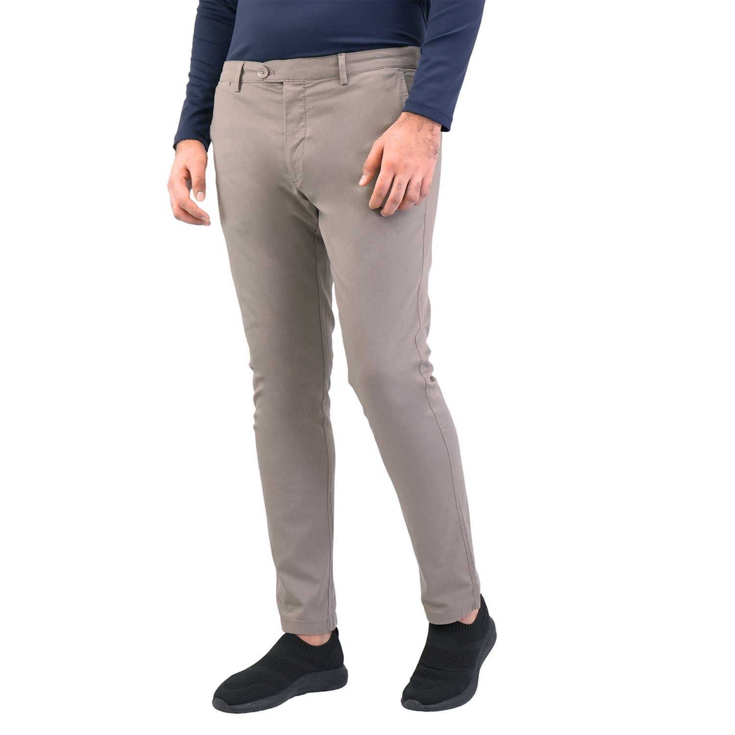 Giordano Men's Cotton Spandex Twill Low Rise Slim Fit Khakis-Brown