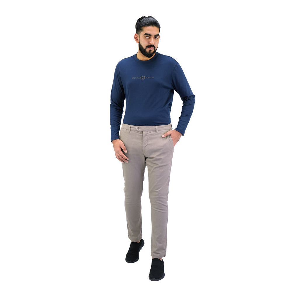 Men's Cotton Spandex Twill Low Rise Slim Fit Khakis
