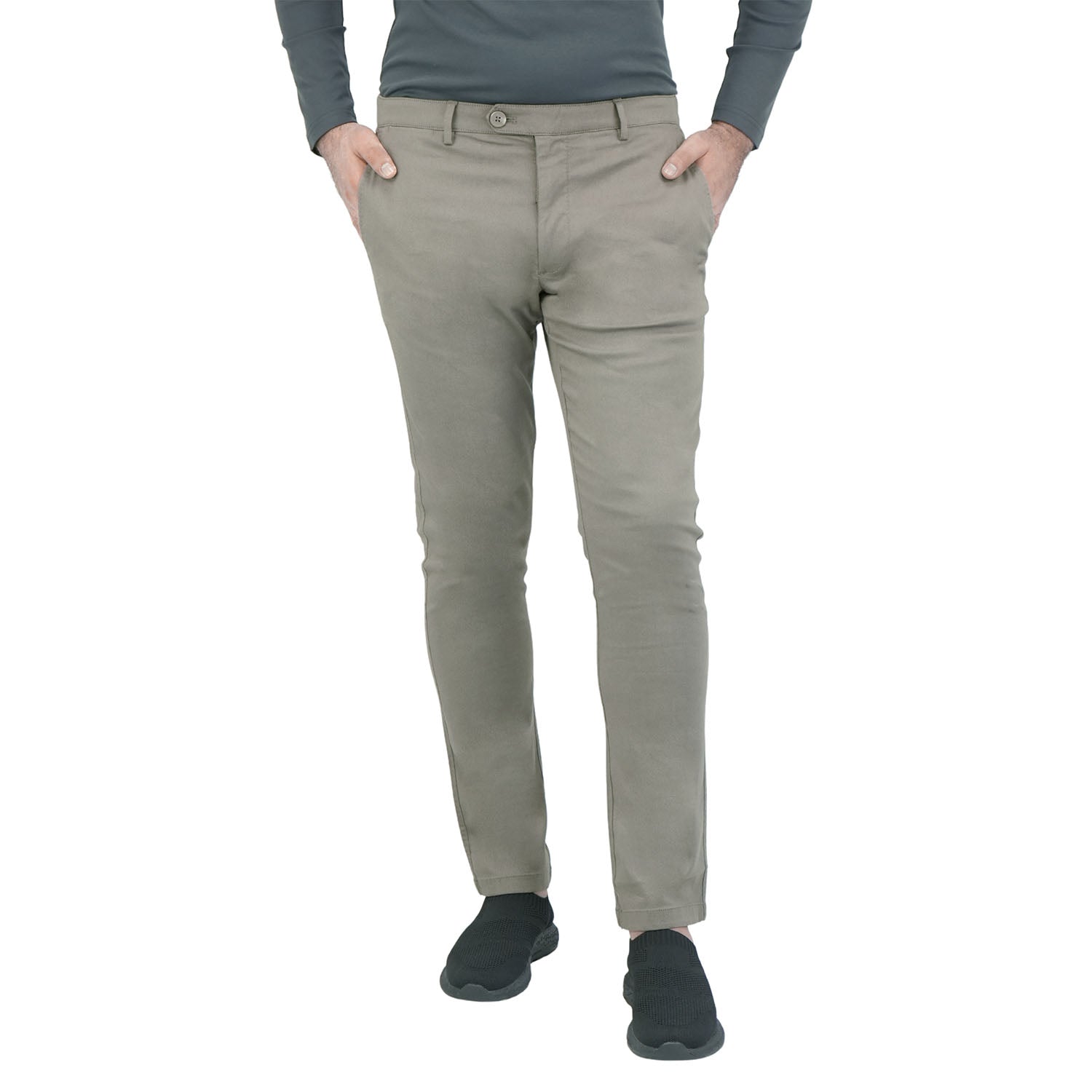 Giordano Men's Cotton Spandex Twill Low Rise Slim Fit Khakis-Brown