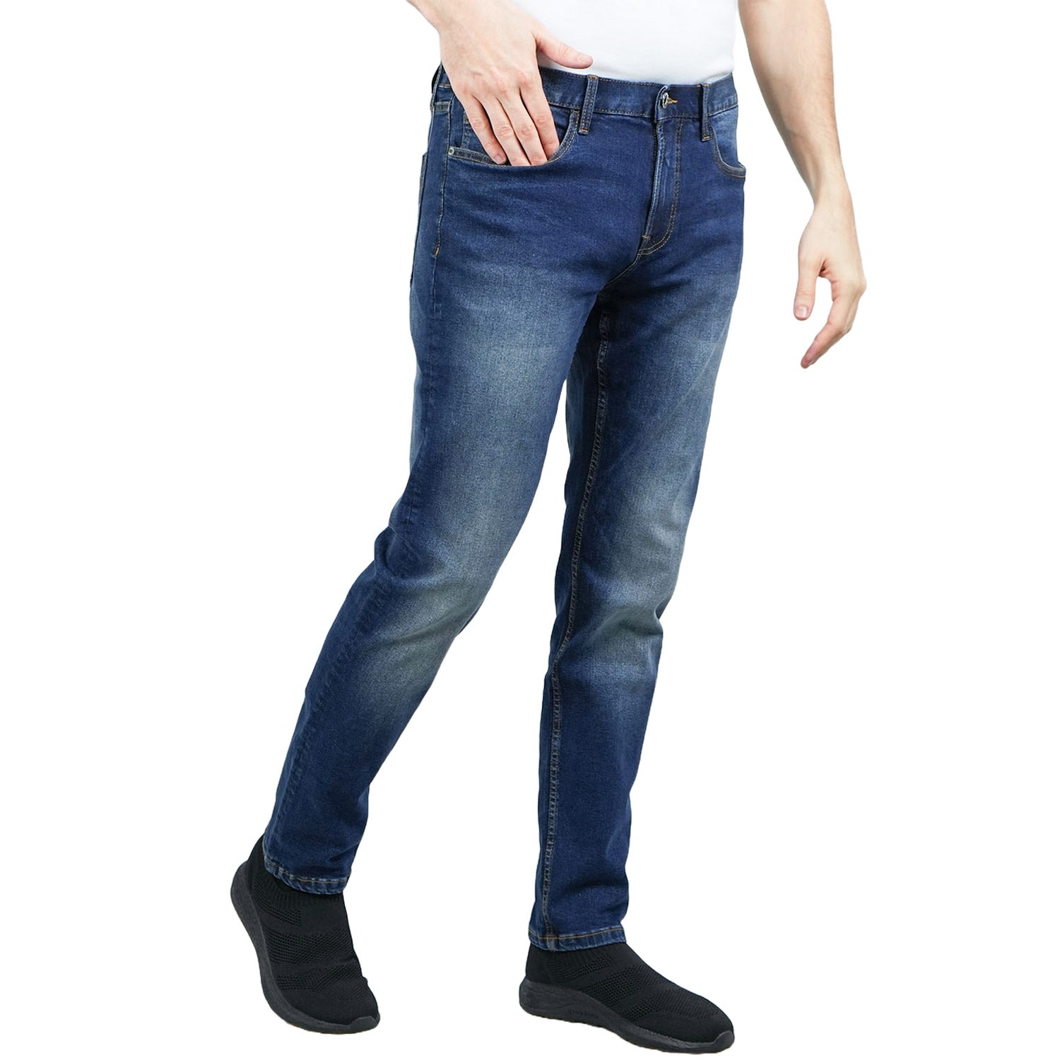 Giordano Men's Skinny Tapered Stretch Denim Jeans-Blue
