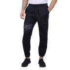 Giordano Men's French Terry Mid Rise Relaxed Tapered Fit Classic Print Knit Joggers-Black