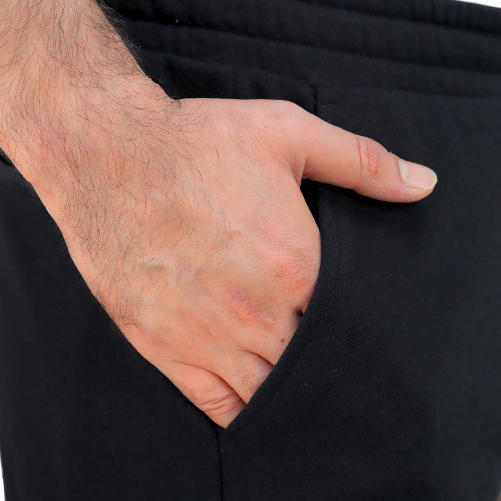 بنطال رياضي رجالي من قماش تيري الفرنسي متوسط ​​الارتفاع بقصة ضيقة وطبعة كلاسيكية