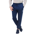 Giordano Men's French Terry Mid Rise Relaxed Tapered Fit Classic Print Knit Joggers-Blue