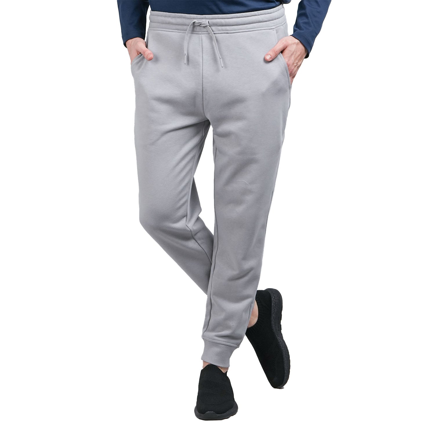 Giordano Men's French Terry Jogger Pants - Slim Fit, Elastic Waist, Comfortable & Stylish-Grey