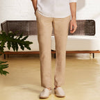 Giordano Men's Linen Cotton Slim Tapered Khaki Pants-Brown