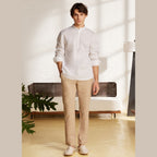 Men's Linen Cotton Slim Tapered Khaki Pants