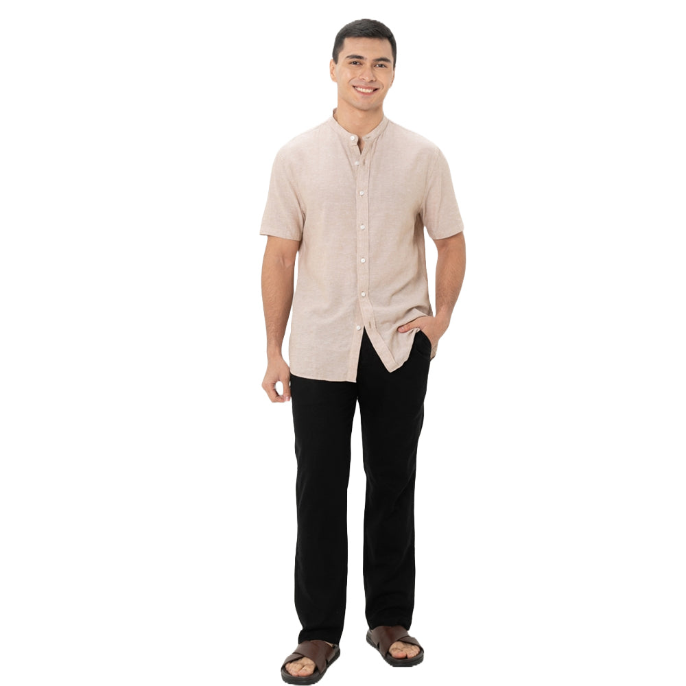 Men's Linen Cotton Slim Tapered Khaki Pants