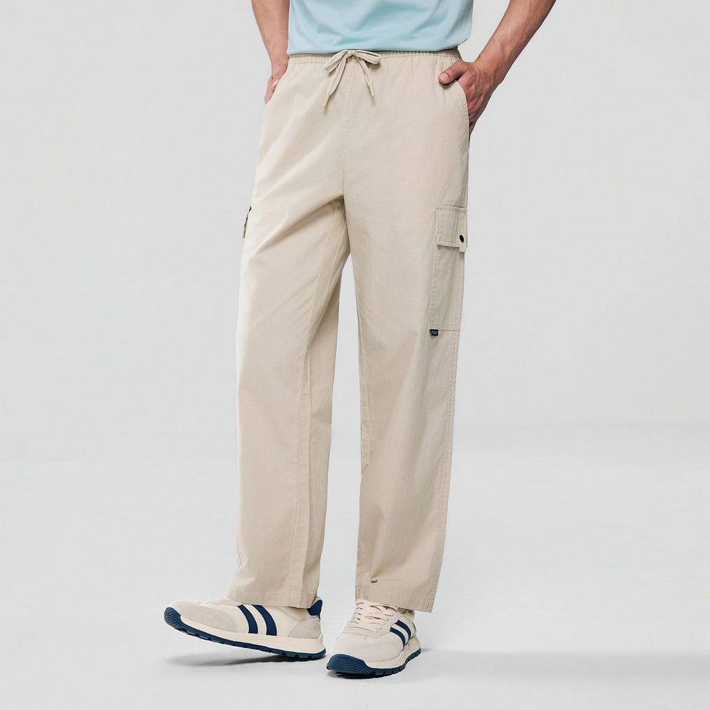 Men Loose Straight Cotton Cargo Khakis